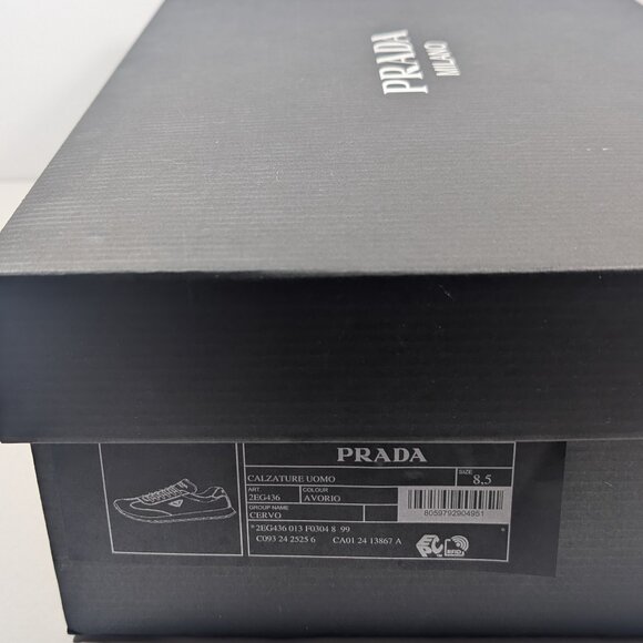 NIB Prada Leather Sneakers, Ivory, Retired Style: 1E410N-013-F0304 - Picture 9 of 12